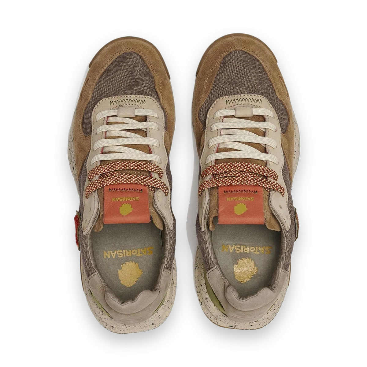 Satorisan Chacrona Linen sneaker unisex in lino e pelle — vista laterale