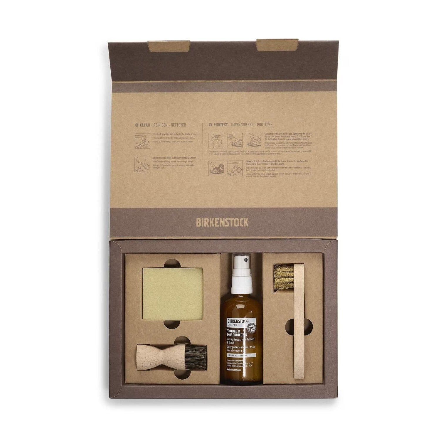 Birkenstock Kit Cura Pelle Scamosciata con Dry Cleaner Suede Brush Protector e Application Brush