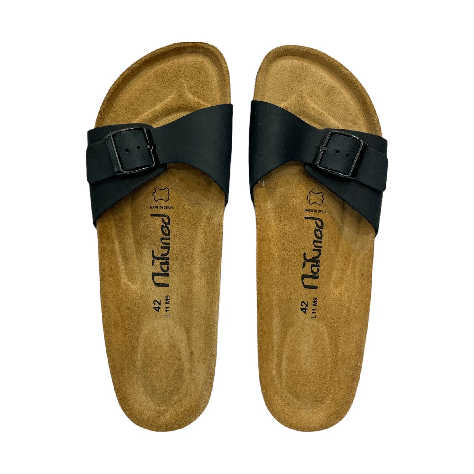 CH17-CUOIO Sandalo a fascia larga da donna e da uomo NATUNED con fibbia regolabile plantare in lattice anatomico comfort