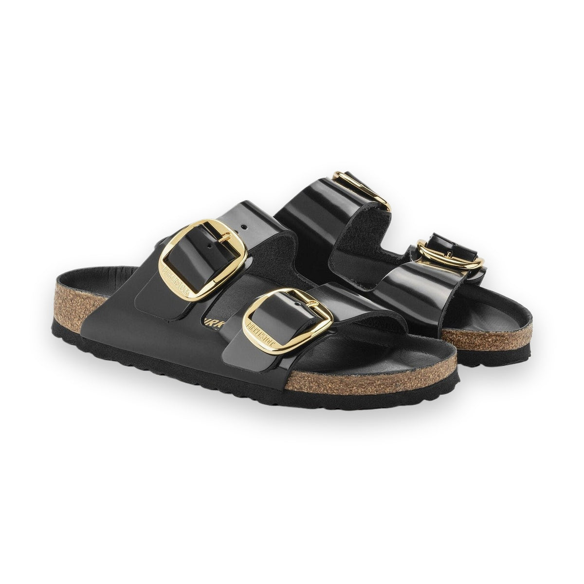 Maxi fibbie ad ardiglione in metallo su tomaia pelle verniciata Birkenstock Arizona Big Buckle