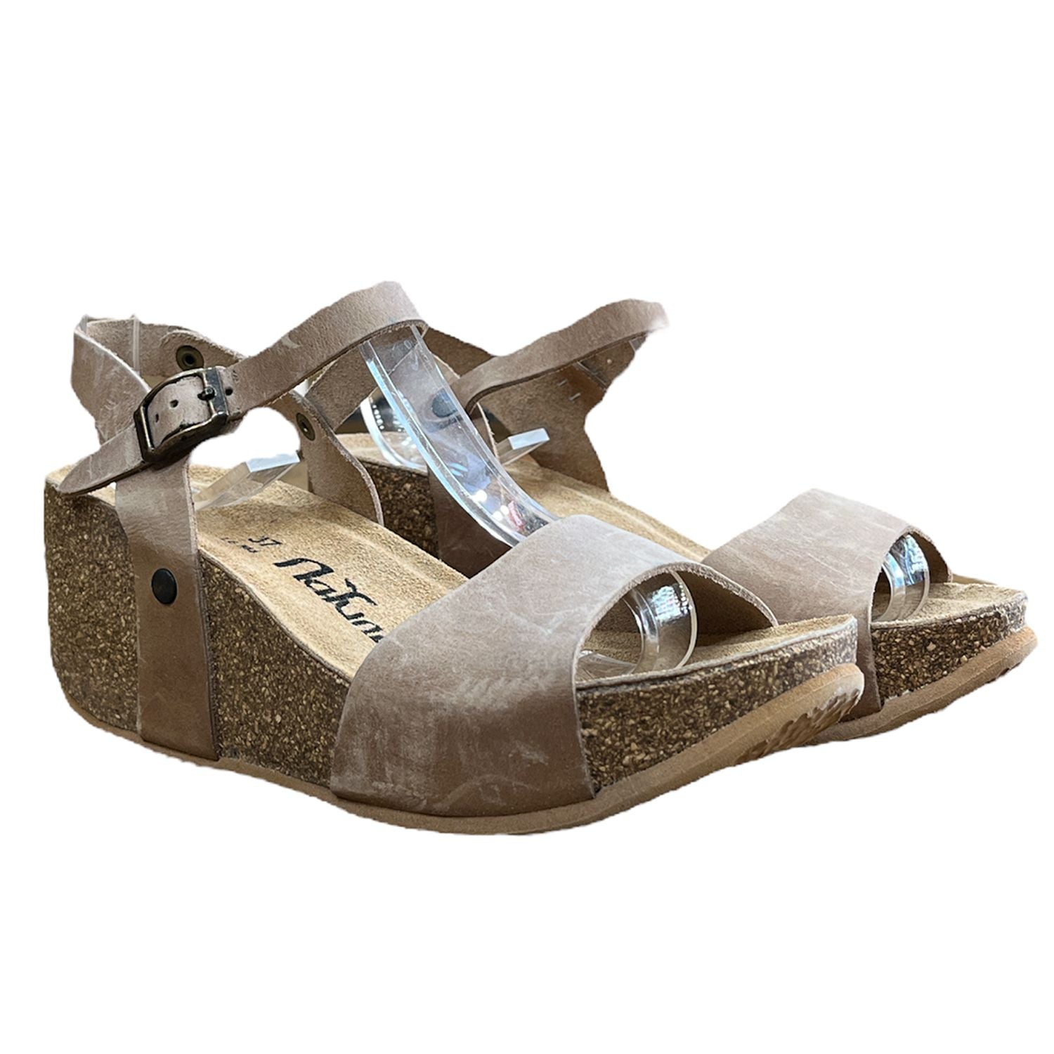 CH10 - NATUNED Sandalo a fascia larga con cinturino regolabile e zeppa da donna plantare in lattice anatomico comfort