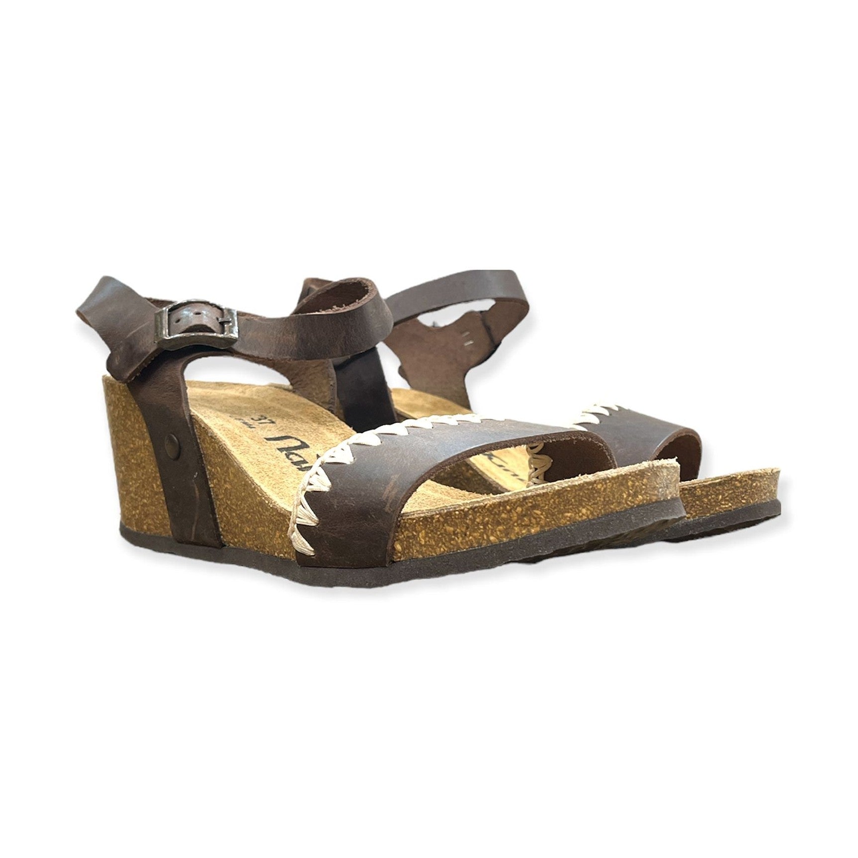 CH19 - Sandalo a fascia larga con cinturino regolabile e zeppa da donna plantare in lattice anatomico comfort