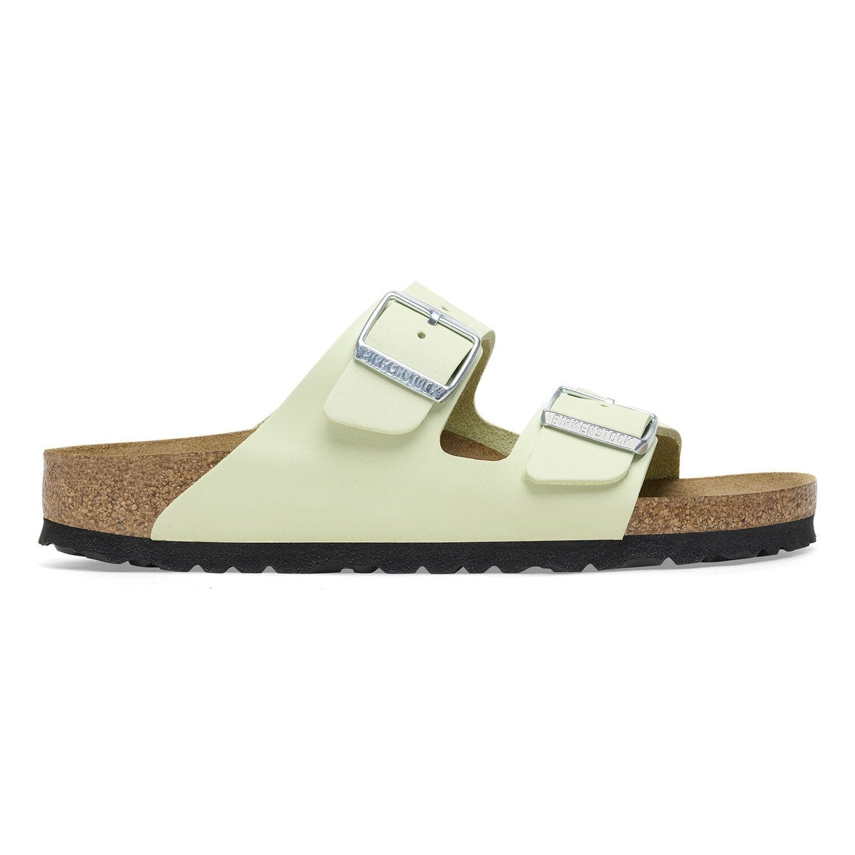 Sandalo Birkenstock Arizona Classic donna in pelle Nubuck vellutata con fibbie regolabili vista laterale