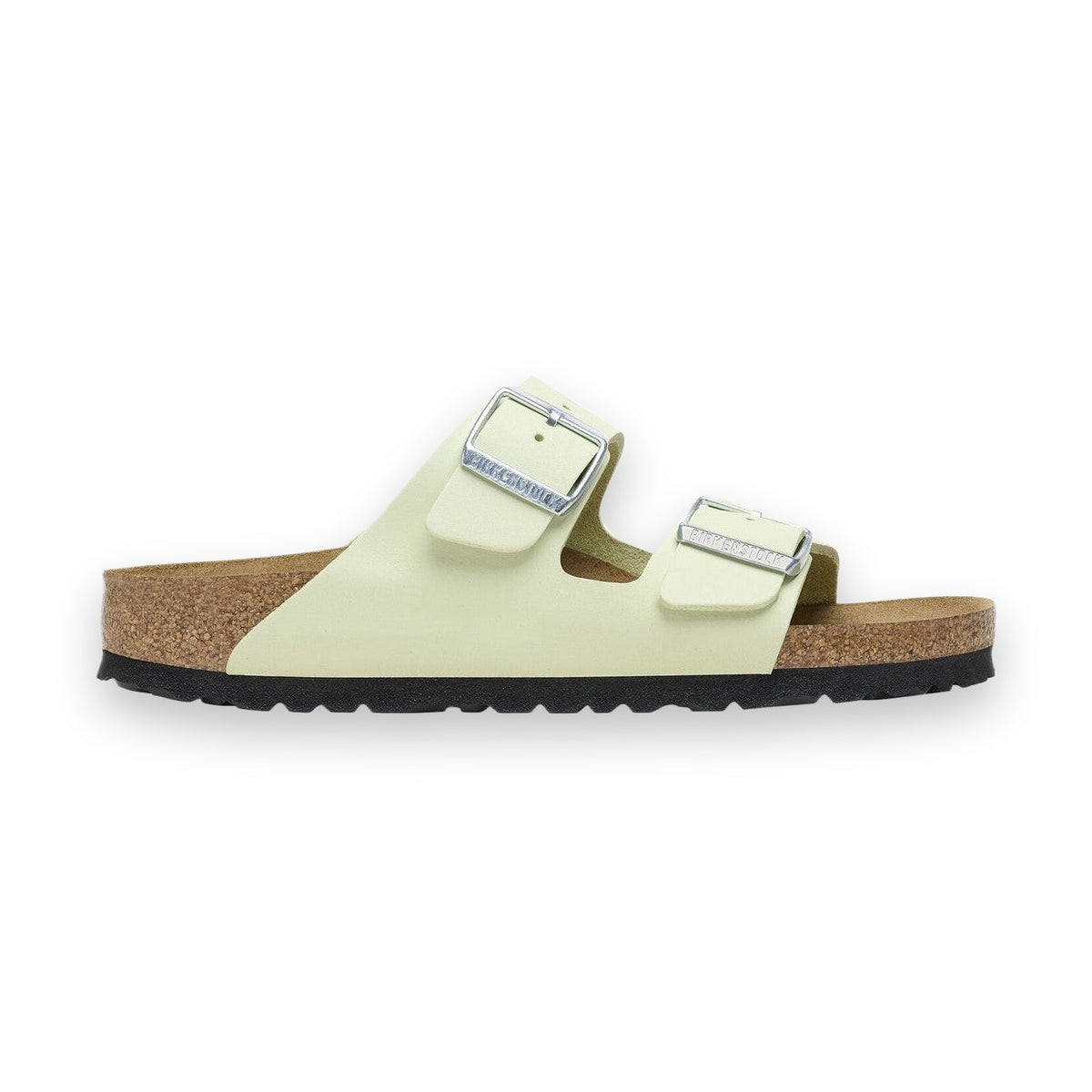 Sandalo Birkenstock Arizona Classic donna in pelle Nubuck vellutata con fibbie regolabili vista laterale