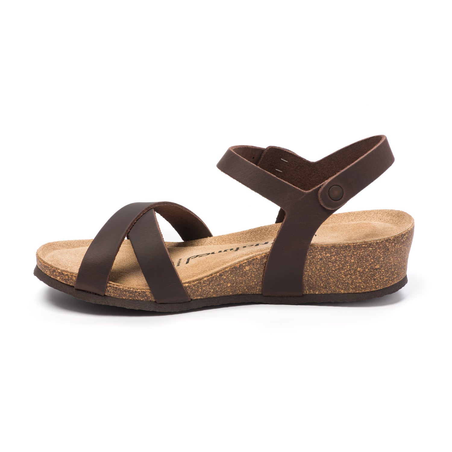 CH11 Sandalo a fasce incrociate con cinturini regolabili e zeppa da donna NATUNED plantare in lattice anatomico comfort