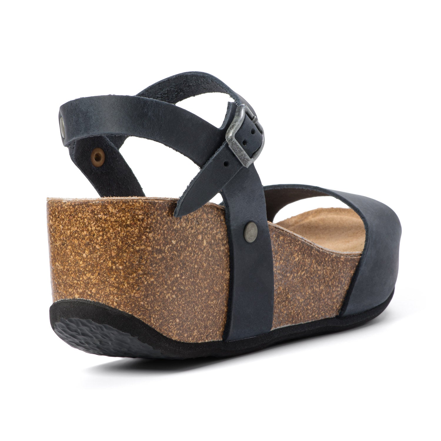 CH10 - NATUNED Sandalo a fascia larga con cinturino regolabile e zeppa da donna plantare in lattice anatomico comfort