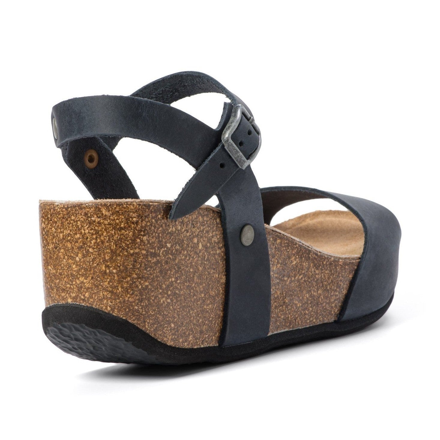 CH10 - NATUNED Sandalo a fascia larga con cinturino regolabile e zeppa da donna plantare in lattice anatomico comfort