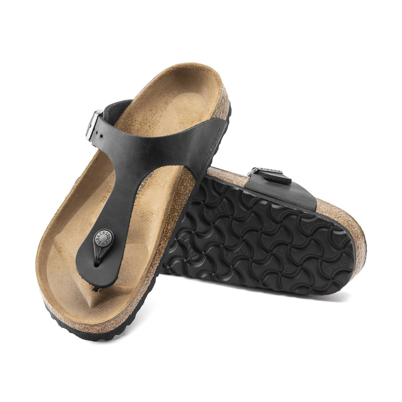 Birkenstock Gizeh unisex pelle oliata coppia sandali vista prospettica
