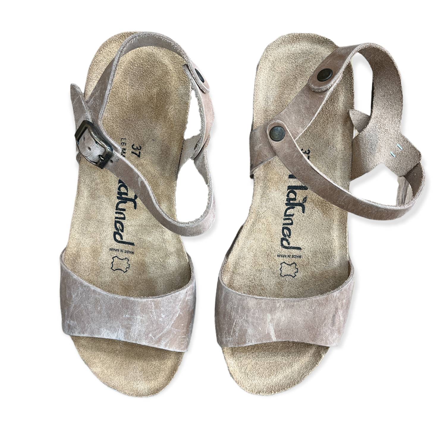 CH10 - NATUNED Sandalo a fascia larga con cinturino regolabile e zeppa da donna plantare in lattice anatomico comfort