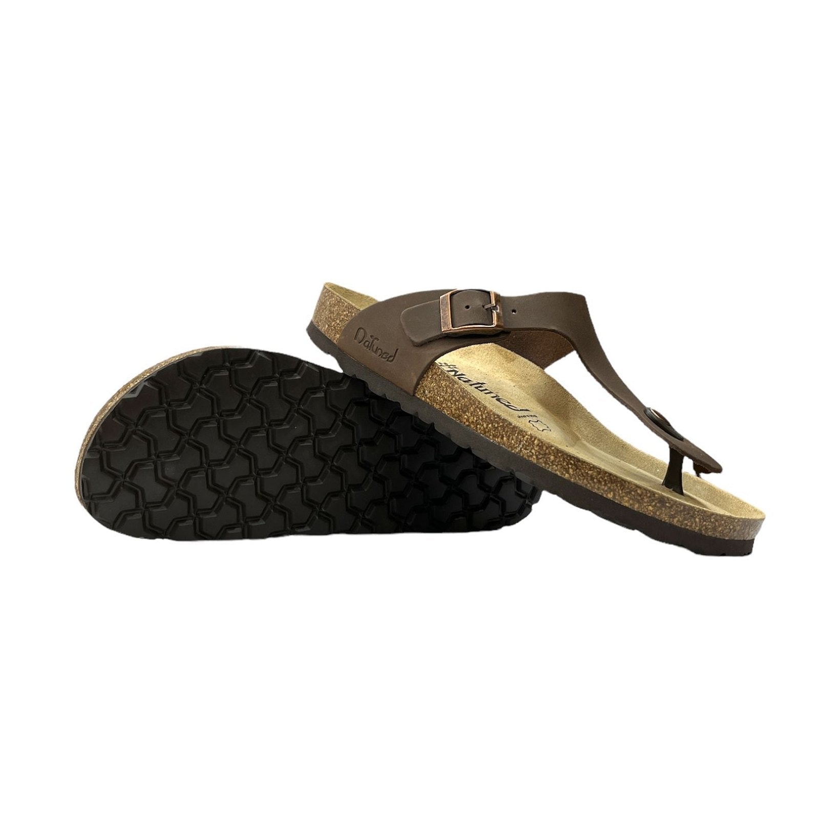 CH08 CUOIO Sandalo infradito con cinturino regolabile da donna e da uomo NATUNED plantare in lattice anatomico comfort