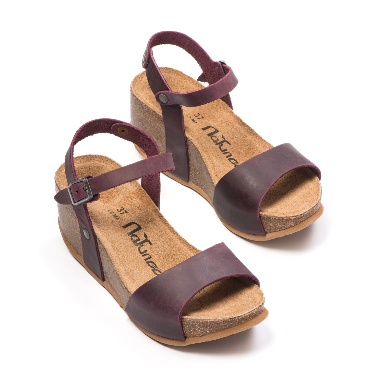 CH10 - NATUNED Sandalo a fascia larga con cinturino regolabile e zeppa da donna plantare in lattice anatomico comfort