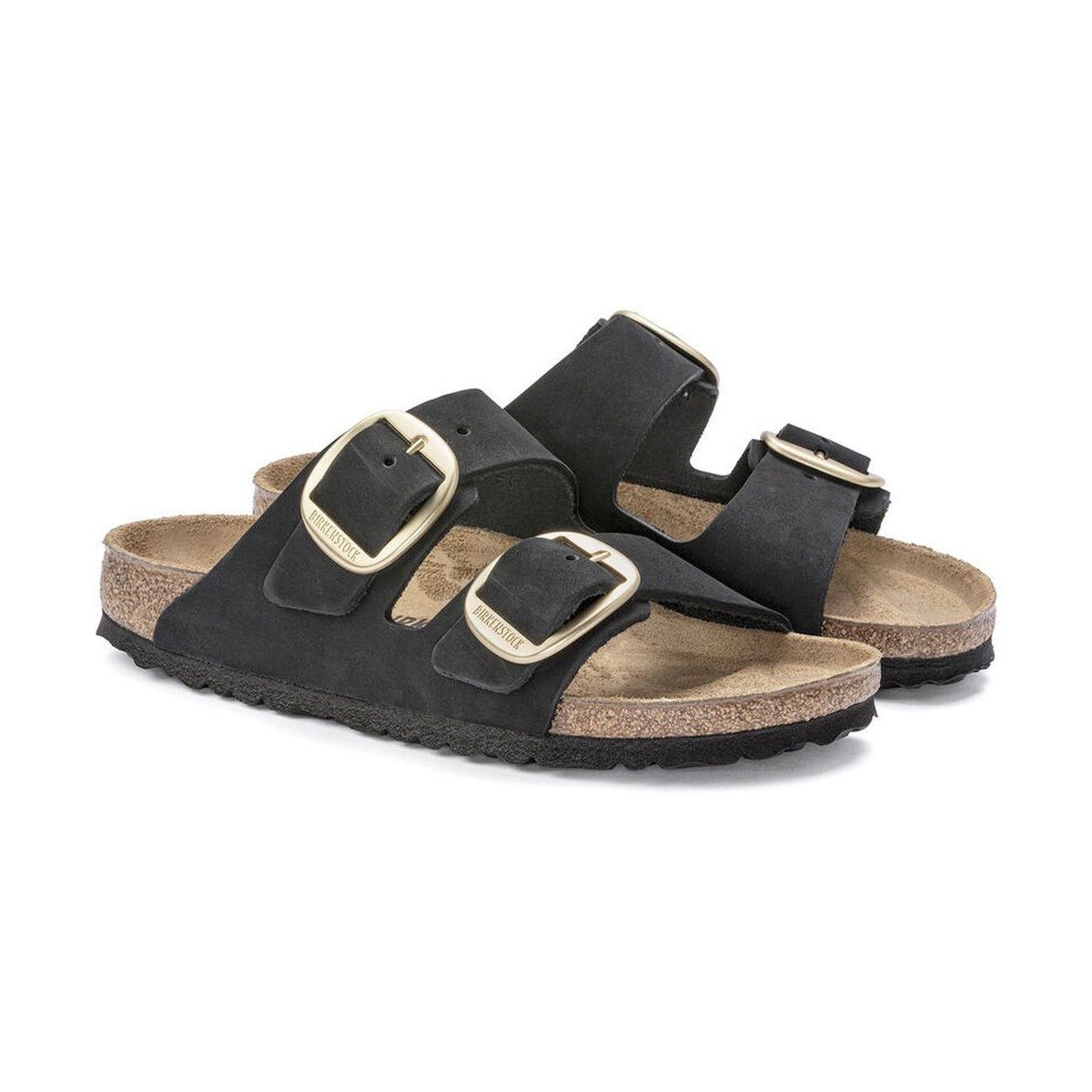 Maxi fibbie ad ardiglione in metallo su tomaia Nubuck vellutata Birkenstock Arizona Big Buckle
