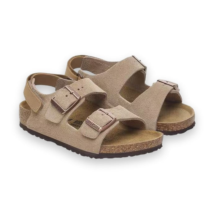 Cinturino tallone con velcro per autonomia e plantare anatomico sughero Birkenstock Milano HL Kids