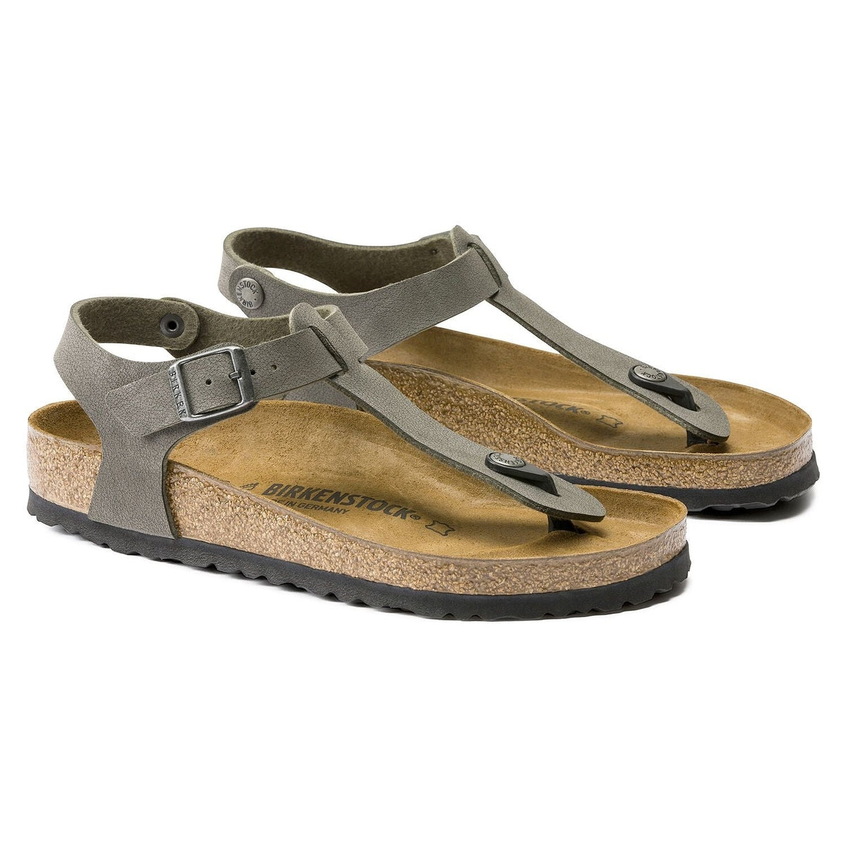 Tomaia in Birko-Flor nero con finitura opaca del sandalo infradito Birkenstock Kairo.