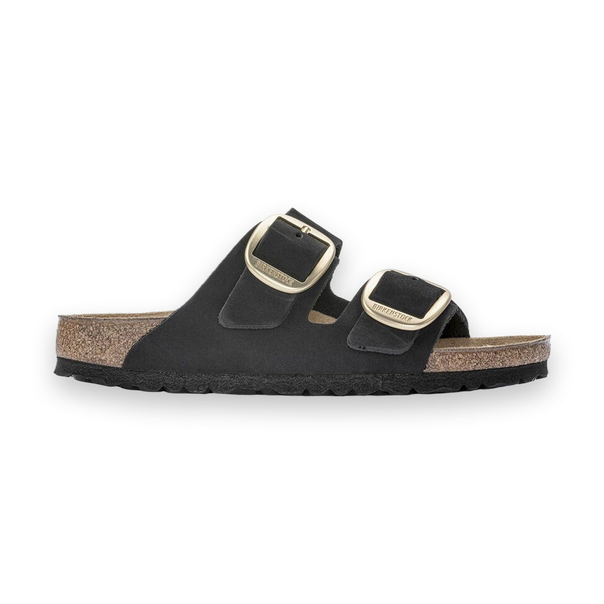 Sandalo Birkenstock Arizona Big Buckle donna in pelle Nubuck vista laterale