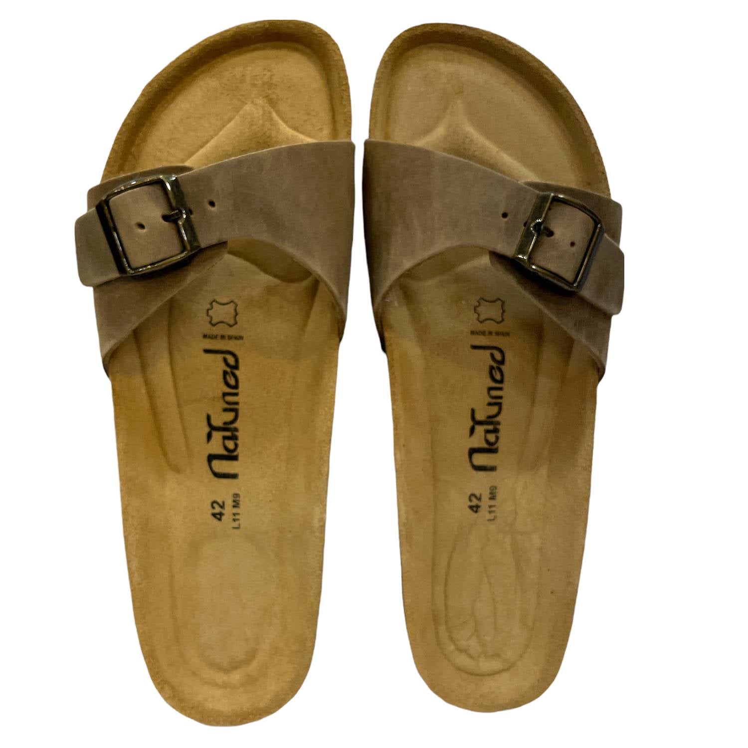CH17-CUOIO Sandalo a fascia larga da donna e da uomo NATUNED con fibbia regolabile plantare in lattice anatomico comfort