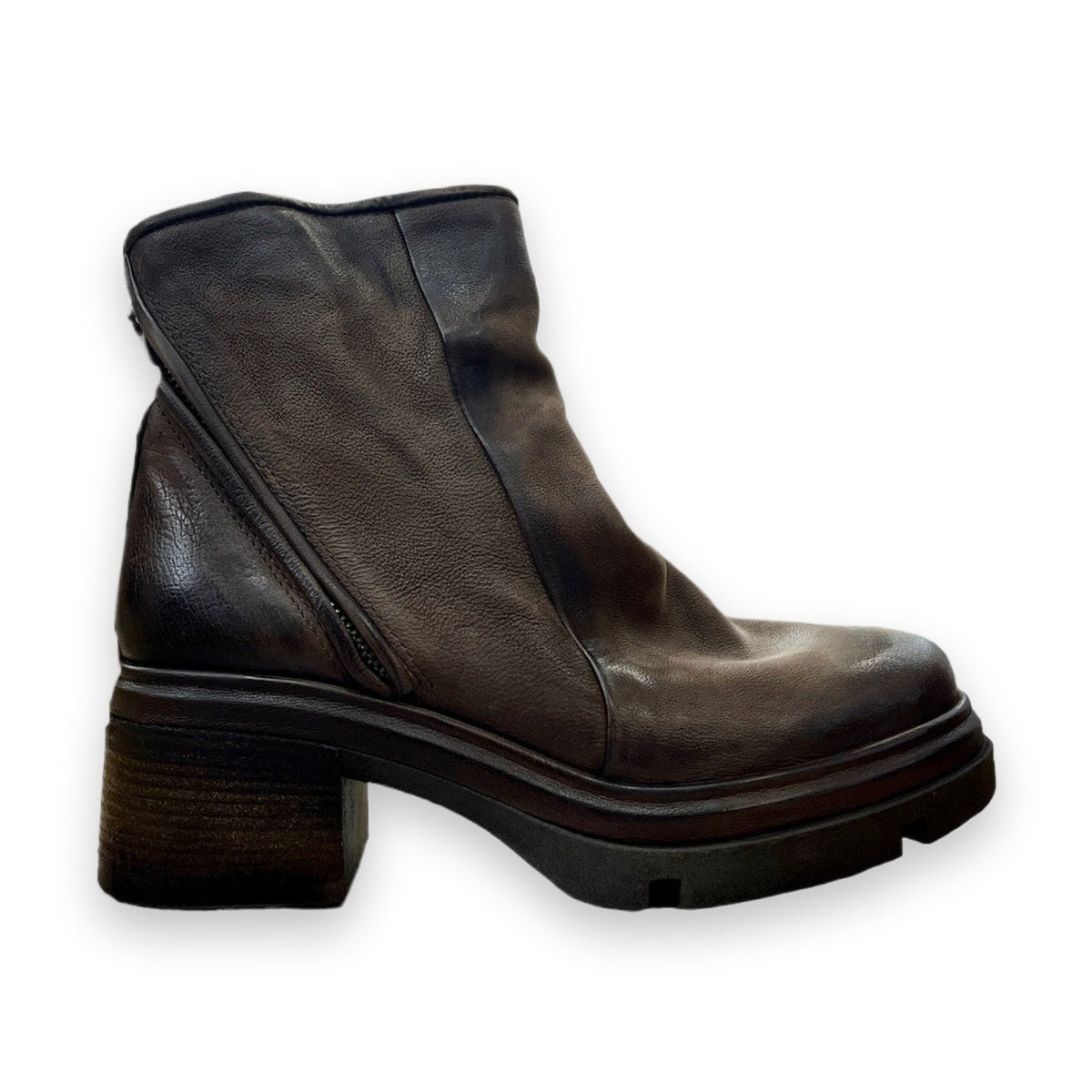 A.S.98 A89208 stivaletto donna in pelle dettaglio zip laterale diagonale