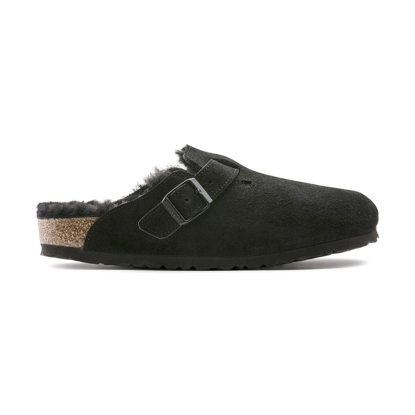 Birkenstock Boston Shearling sabot unisex nero vista laterale