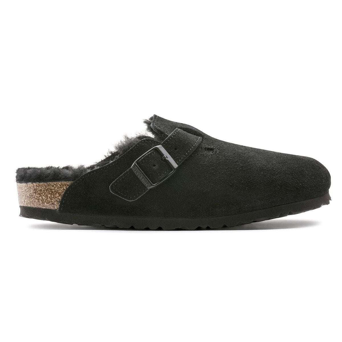 Birkenstock Boston Shearling sabot unisex nero vista laterale