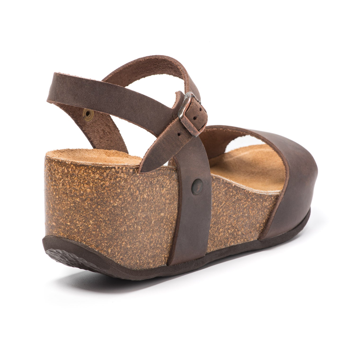 CH10 - NATUNED Sandalo a fascia larga con cinturino regolabile e zeppa da donna plantare in lattice anatomico comfort