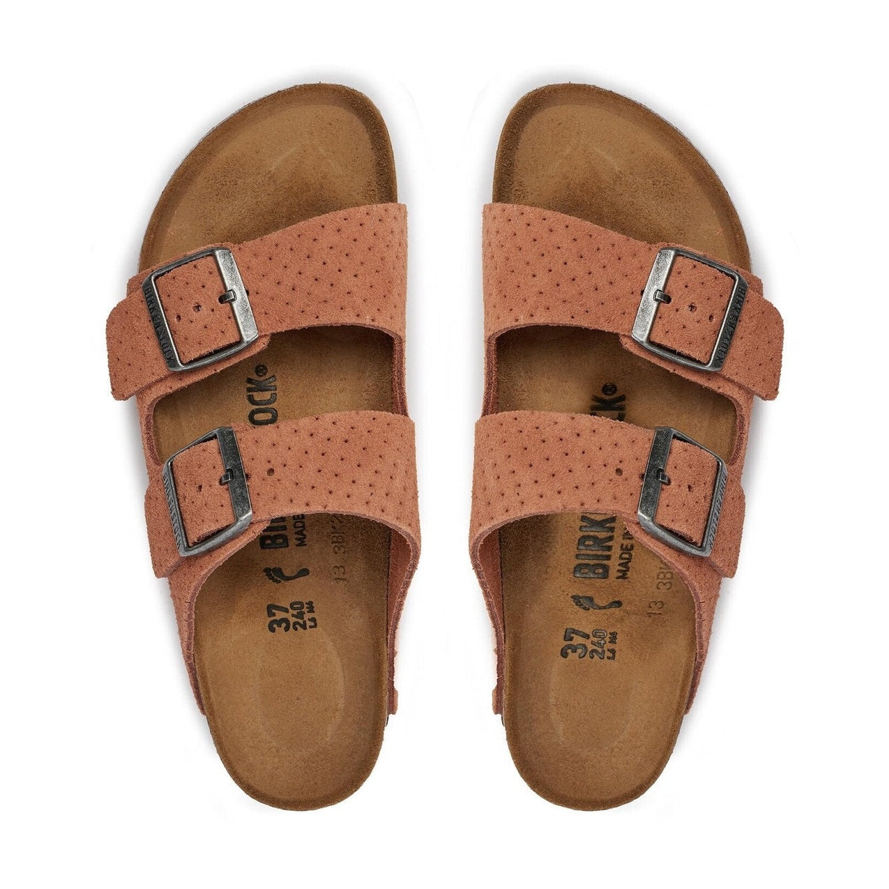 Coppia sandali Birkenstock Arizona Classic donna pelle scamosciata goffrata Made in Germany