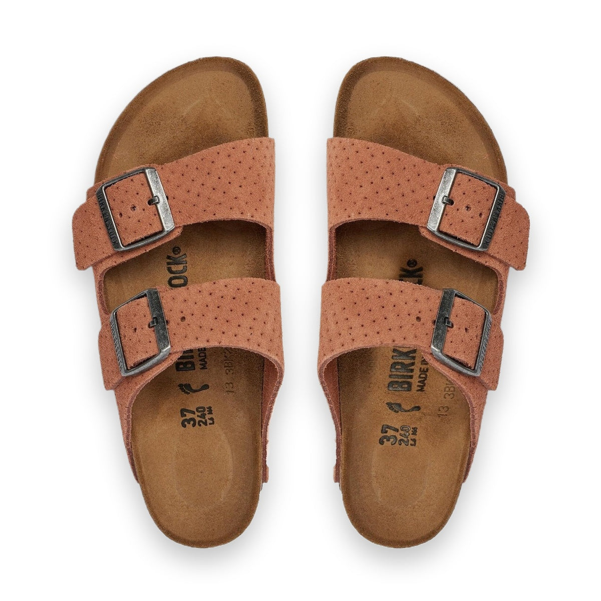 Coppia sandali Birkenstock Arizona Classic donna pelle scamosciata goffrata Made in Germany