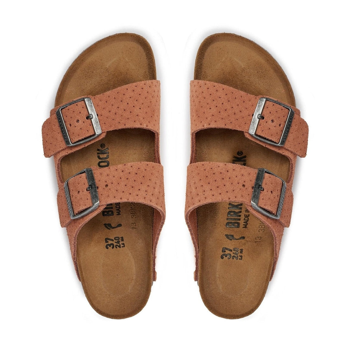 Coppia sandali Birkenstock Arizona Classic donna pelle scamosciata goffrata Made in Germany