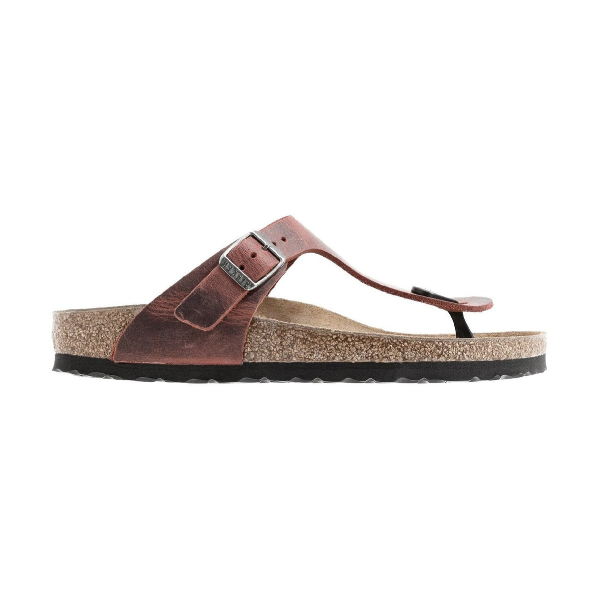 Infradito Birkenstock Gizeh Classic donna in pelle Nubuck vellutata con fibbia regolabile vista laterale