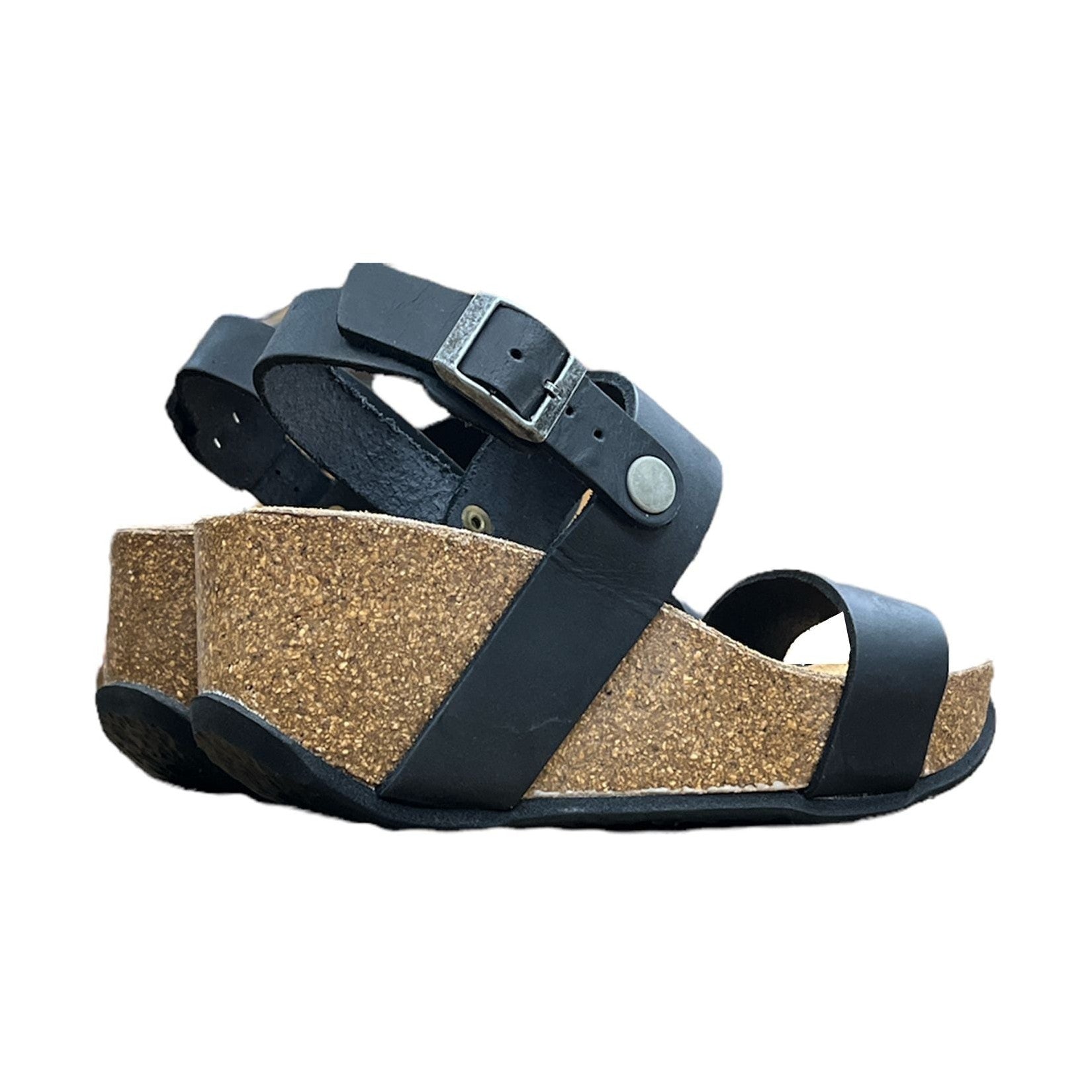 CH22 - Sandalo a fasce con cinturini regolabili e zeppa da donna NATUNED plantare in lattice anatomico comfort