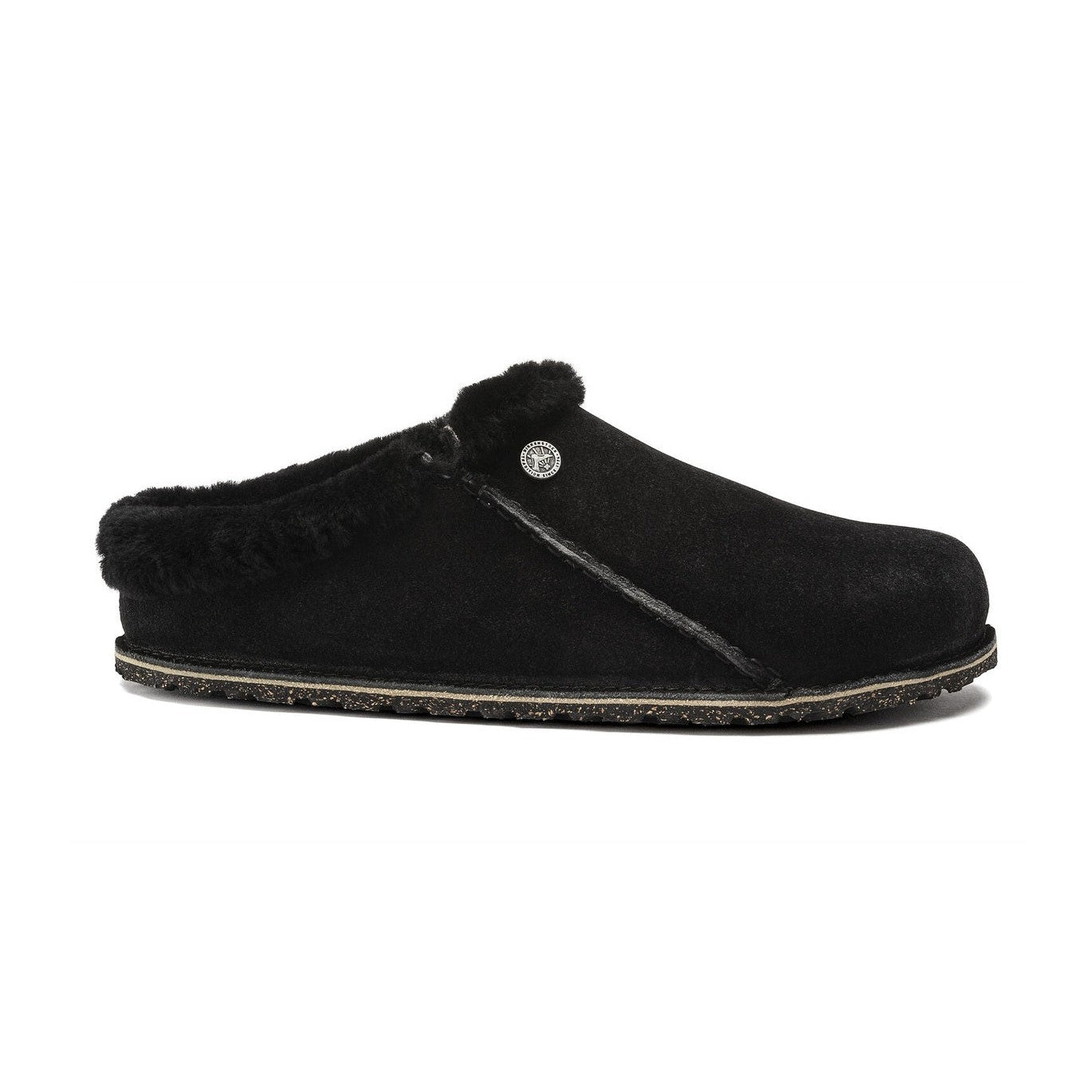 Pantofola Birkenstock Zermatt Premium donna in pelle scamosciata morbida vista laterale