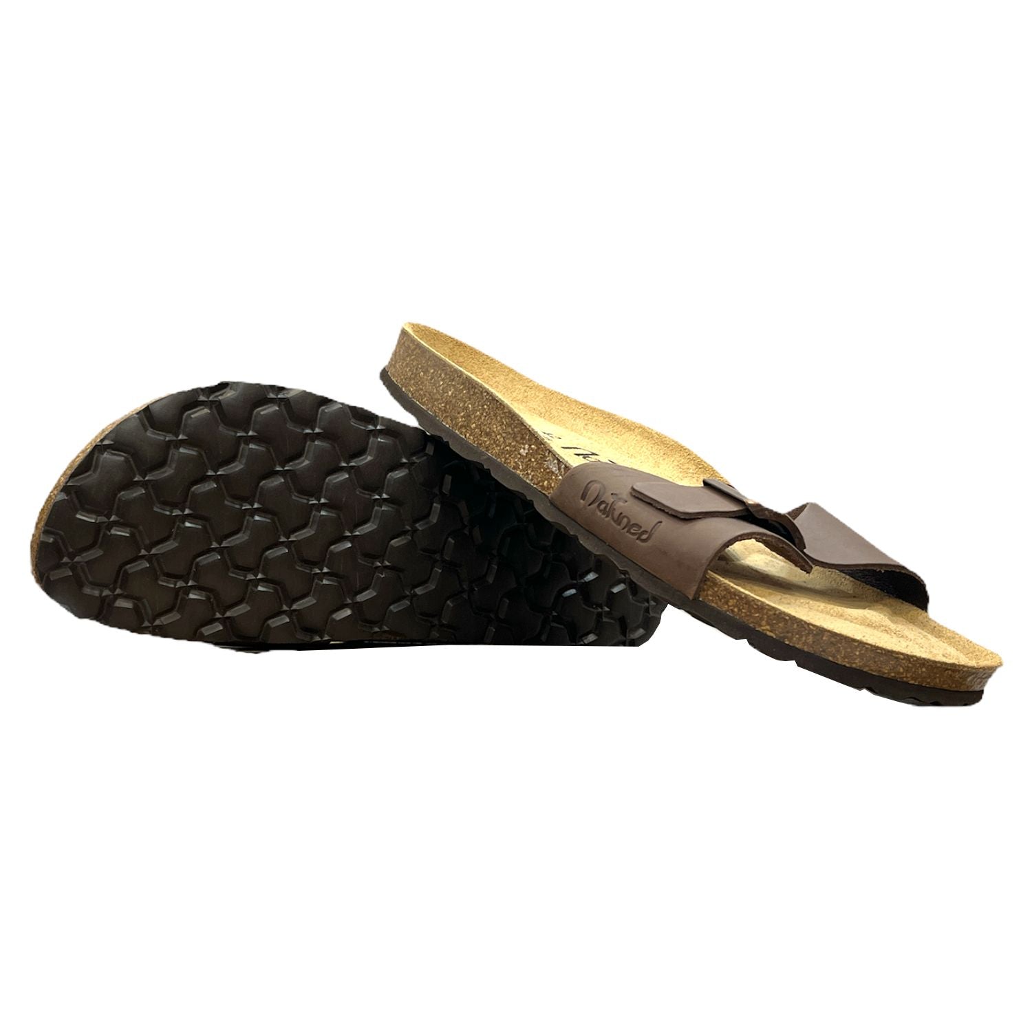 CH17-CUOIO Sandalo a fascia larga da donna e da uomo NATUNED con fibbia regolabile plantare in lattice anatomico comfort