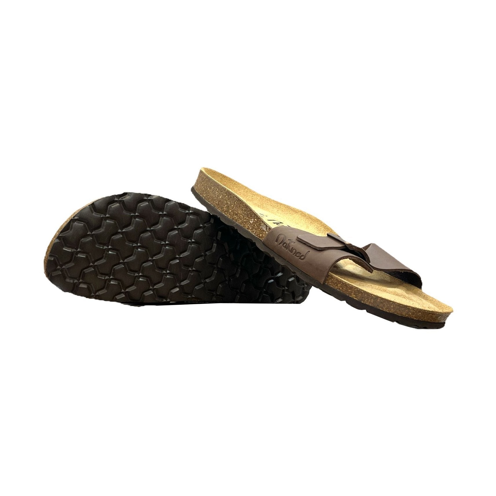CH17-CUOIO Sandalo a fascia larga da donna e da uomo NATUNED con fibbia regolabile plantare in lattice anatomico comfort