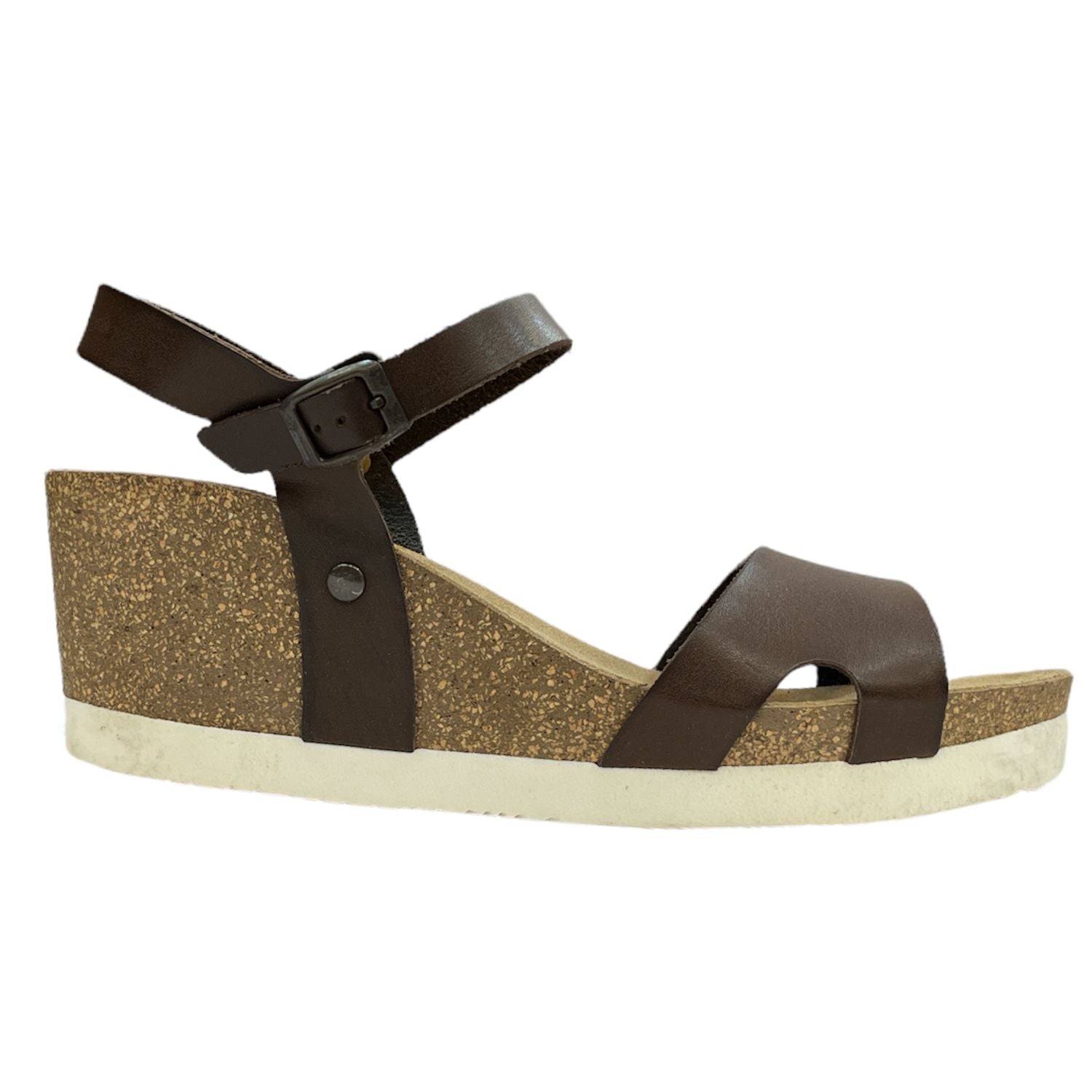 CH09 Sandalo a fascia larga con cinturino regolabile e zeppa da donna NATUNED plantare in lattice anatomico comfort