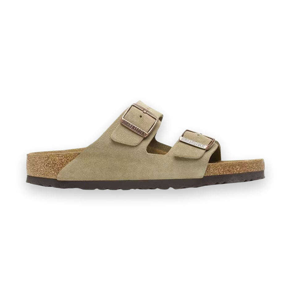 Sandalo Birkenstock Arizona unisex in pelle scamosciata vista laterale