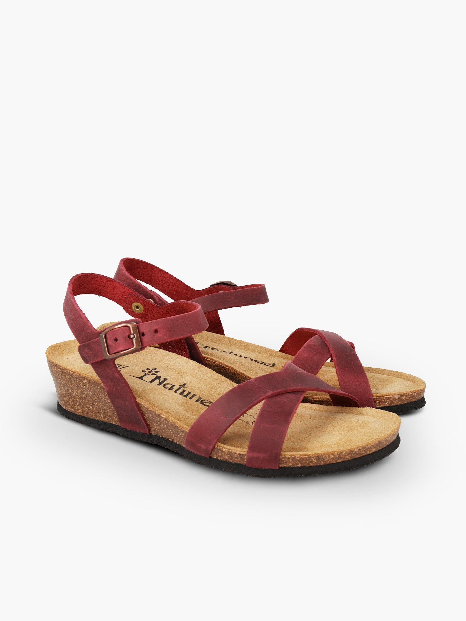 CH11 Sandalo a fasce incrociate con cinturini regolabili e zeppa da donna NATUNED plantare in lattice anatomico comfort