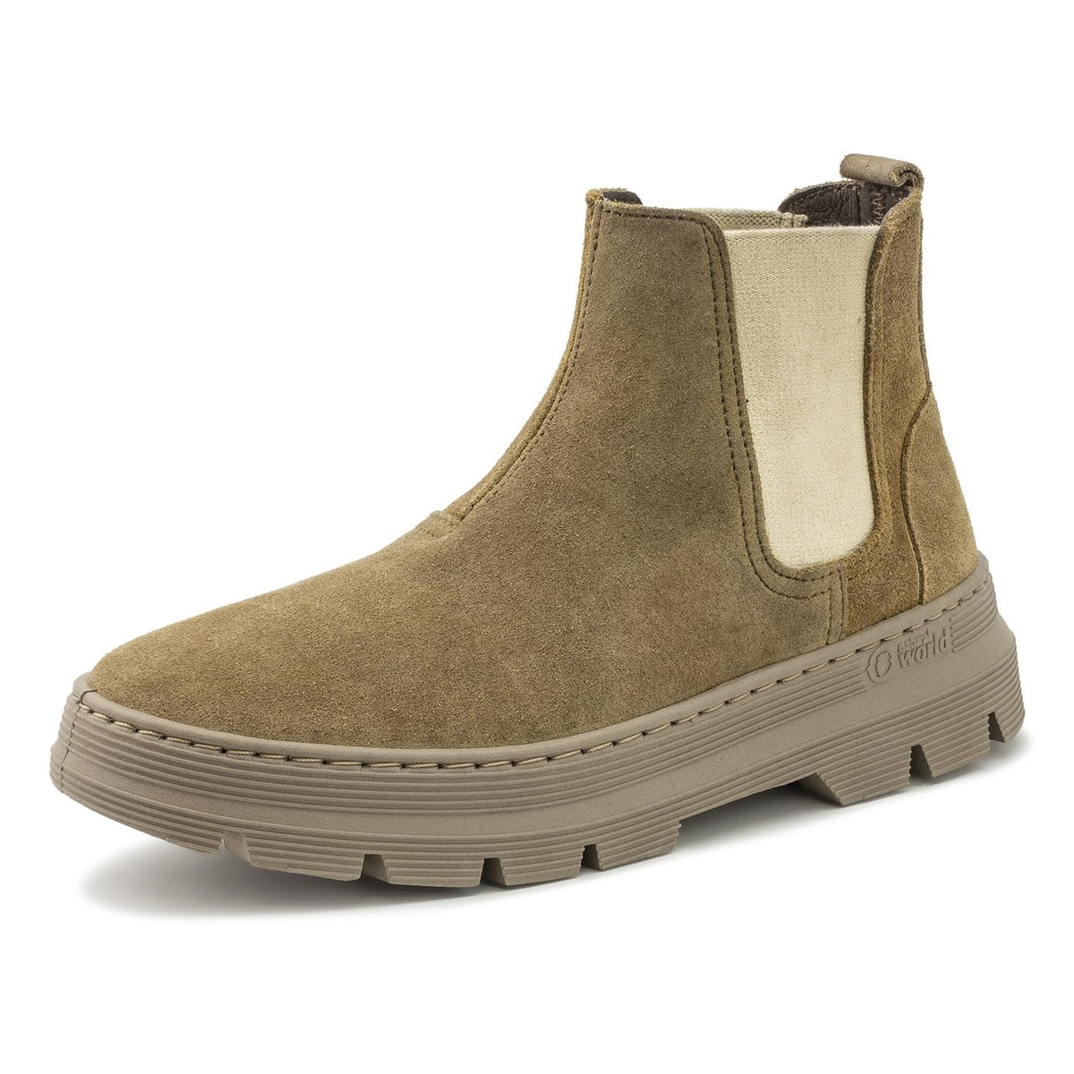 Stivaletto Chelsea Natural World Eda donna in pelle scamosciata con inserti elastici laterali vista laterale