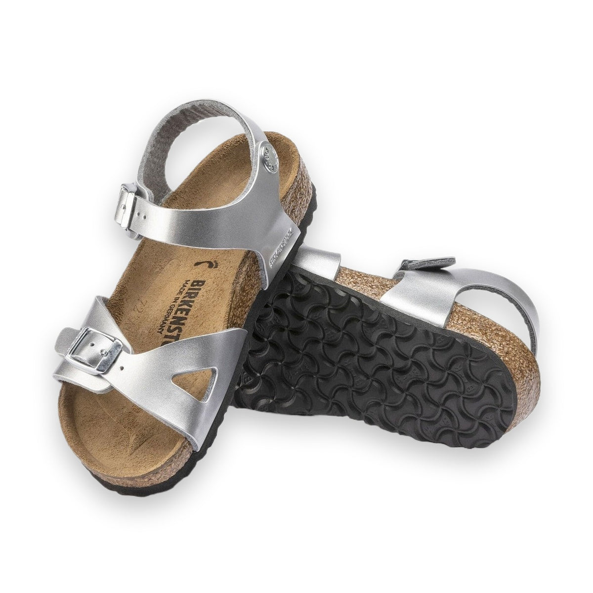 Finitura Metallic effetto metallo elettrico riflettente Birkenstock Rio Kids bambina