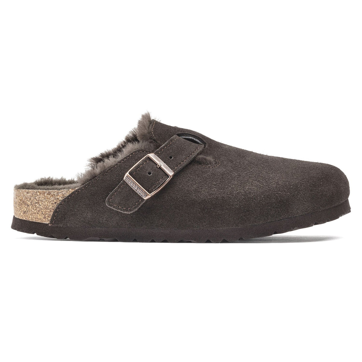Birkenstock Boston Shearling sabot unisex marrone vista laterale