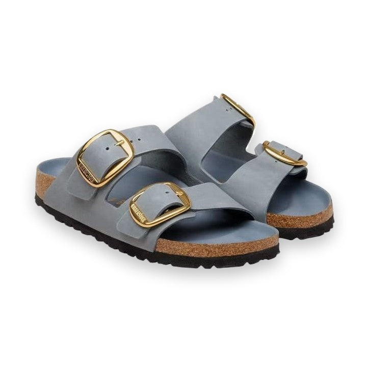 Birkenstock Arizona Big Buckle donna pelle oliata coppia sandali vista prospettica