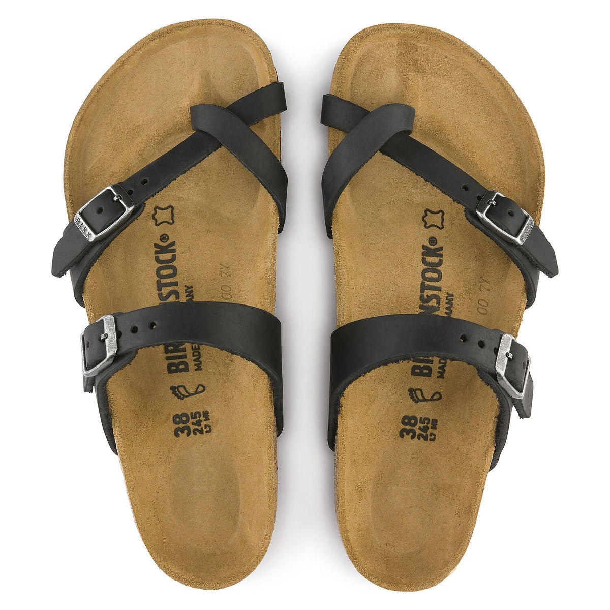 Coppia sandali Birkenstock Mayari unisex pelle oliata design incrociato Made in Germany