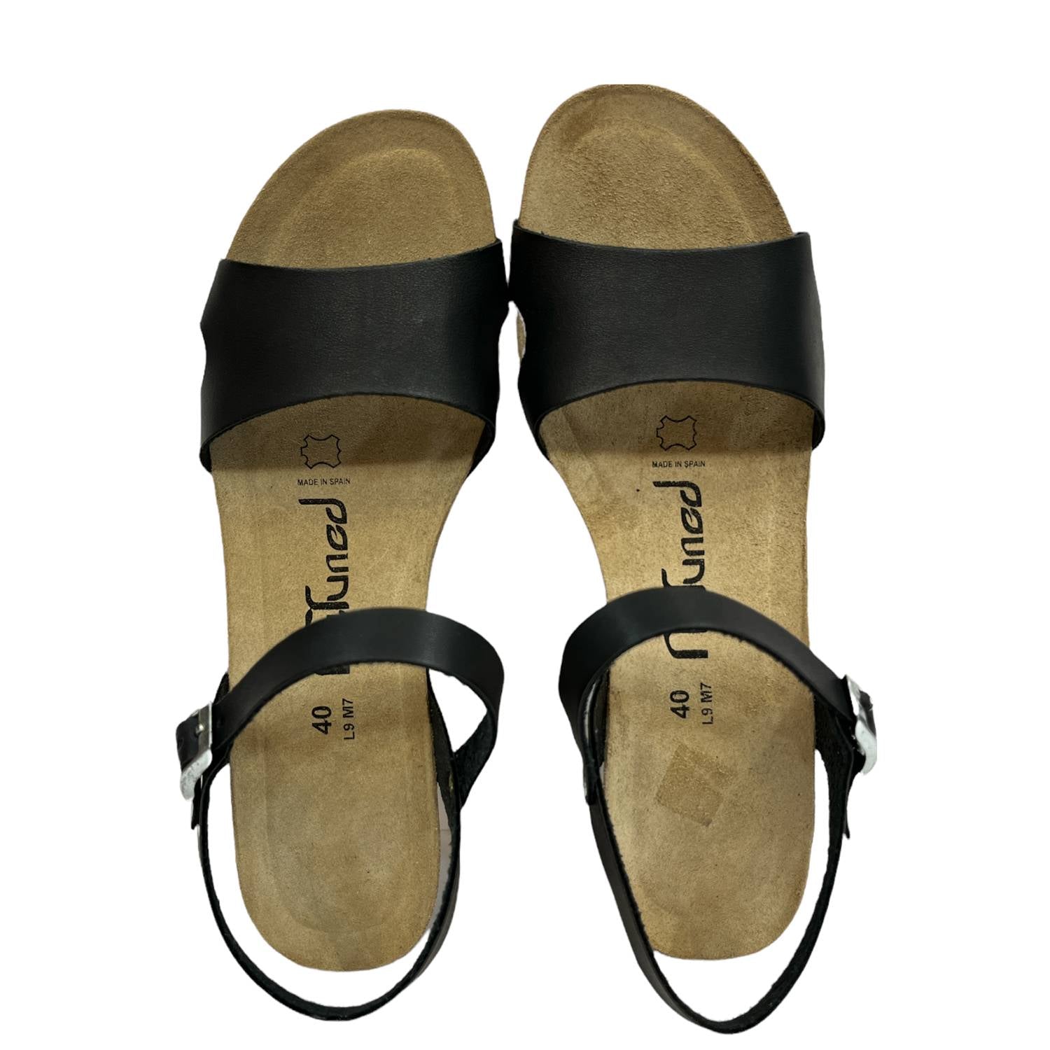 CH09 Sandalo a fascia larga con cinturino regolabile e zeppa da donna NATUNED plantare in lattice anatomico comfort
