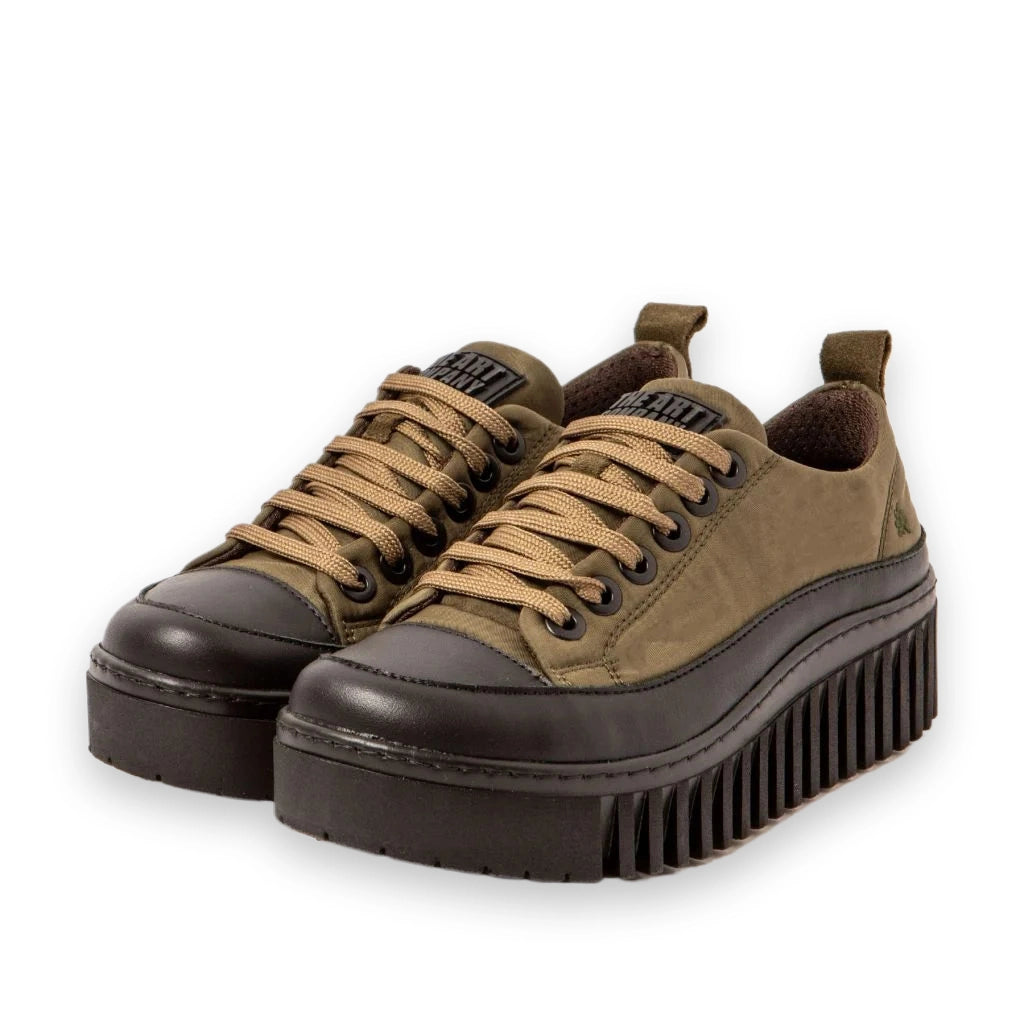 ART Brighton 1518 sneaker donna con plateau in pelle e nylon — paio in vista a tre quarti