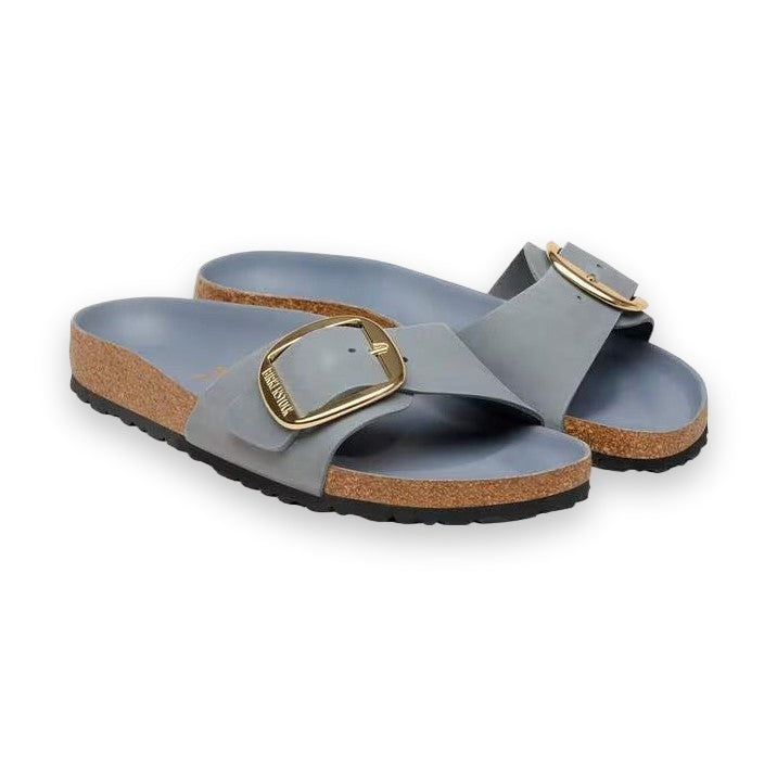 Bordo in sughero naturale e lattice sandalo Birkenstock Madrid Big Buckle oliata