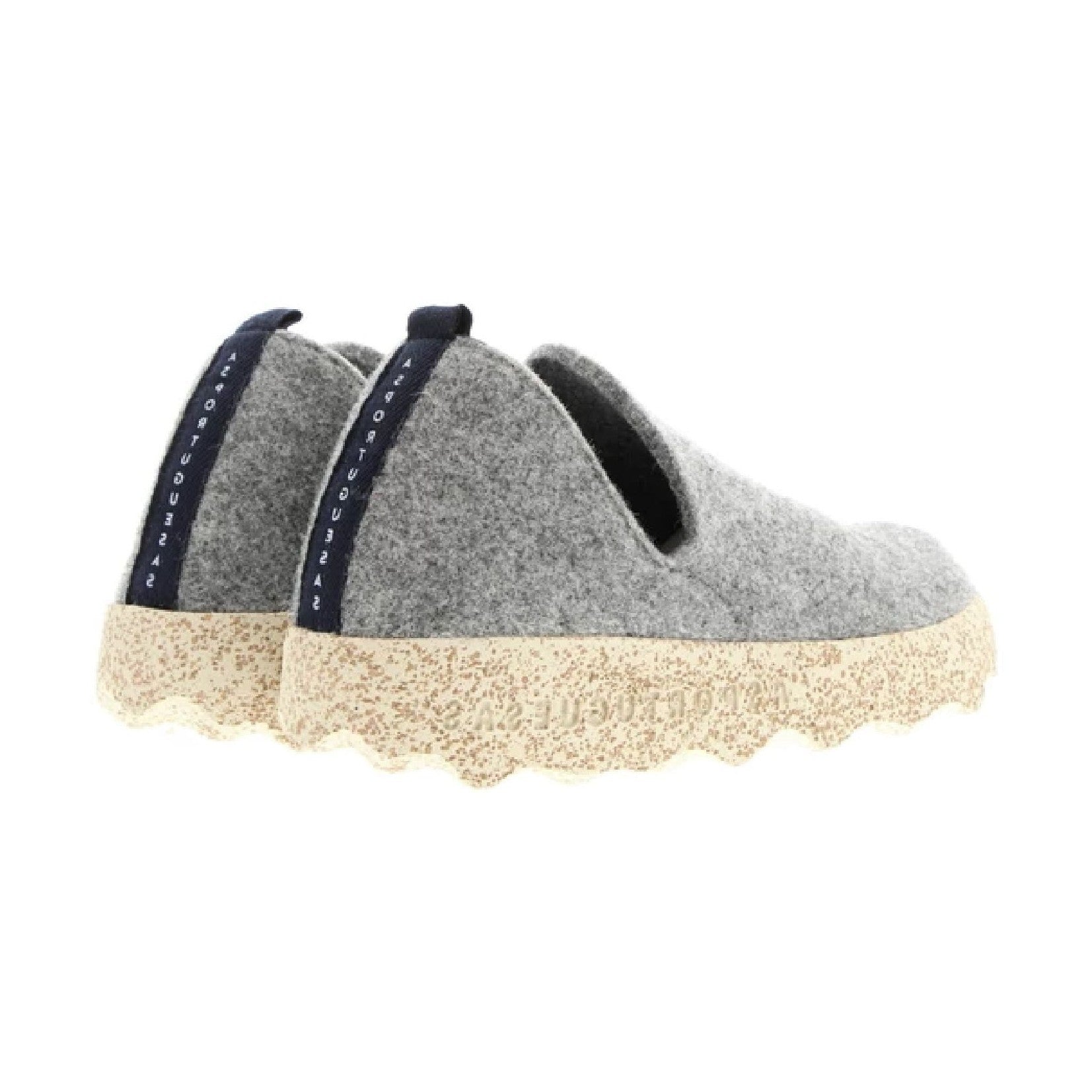 Asportuguesas City scarpa slip-on unisex in feltro di lana — vista dal basso con suola in sughero e gomma