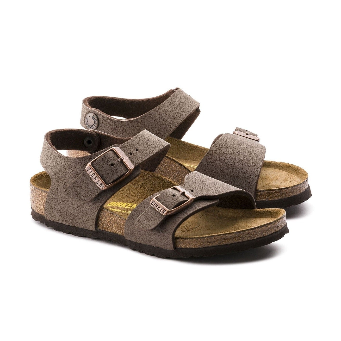 Birkenstock New York Kids bambino vista angolata cinturino tallone e fasce frontali