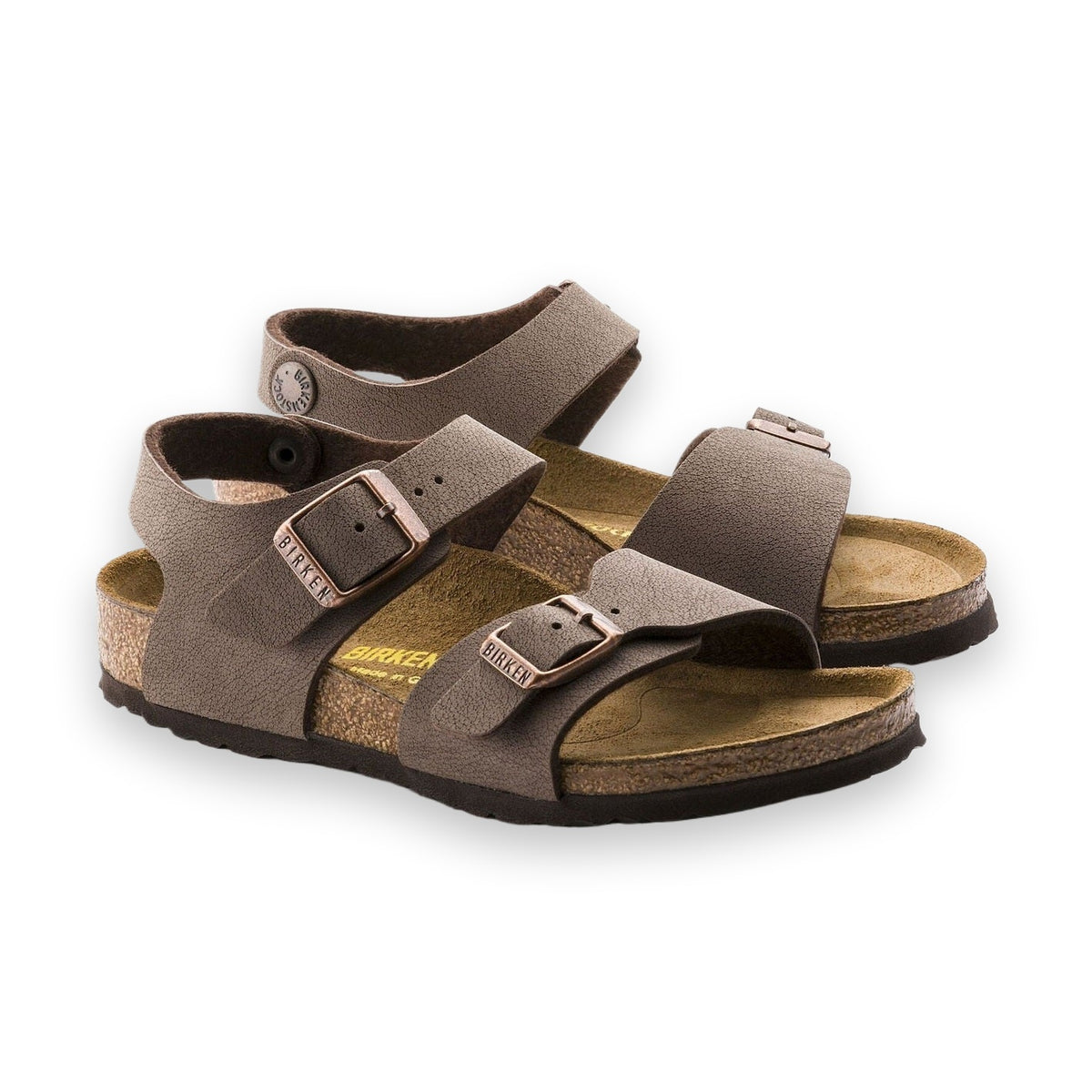Birkenstock New York Kids bambino vista angolata cinturino tallone e fasce frontali