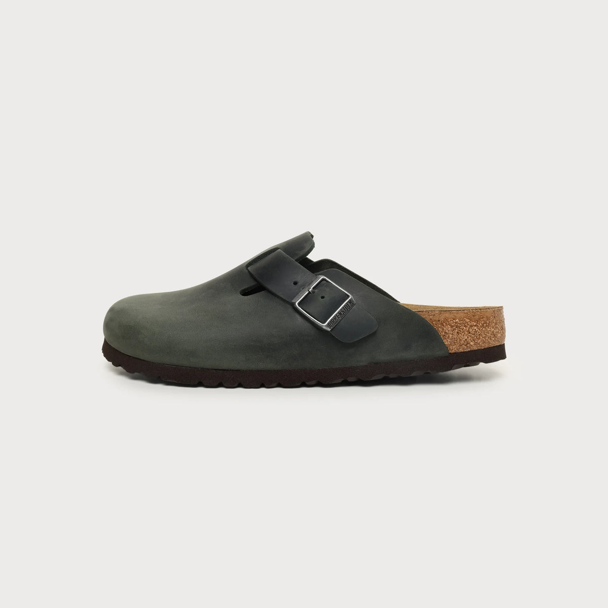 Birkenstock Boston sabot unisex in pelle oliata — vista laterale