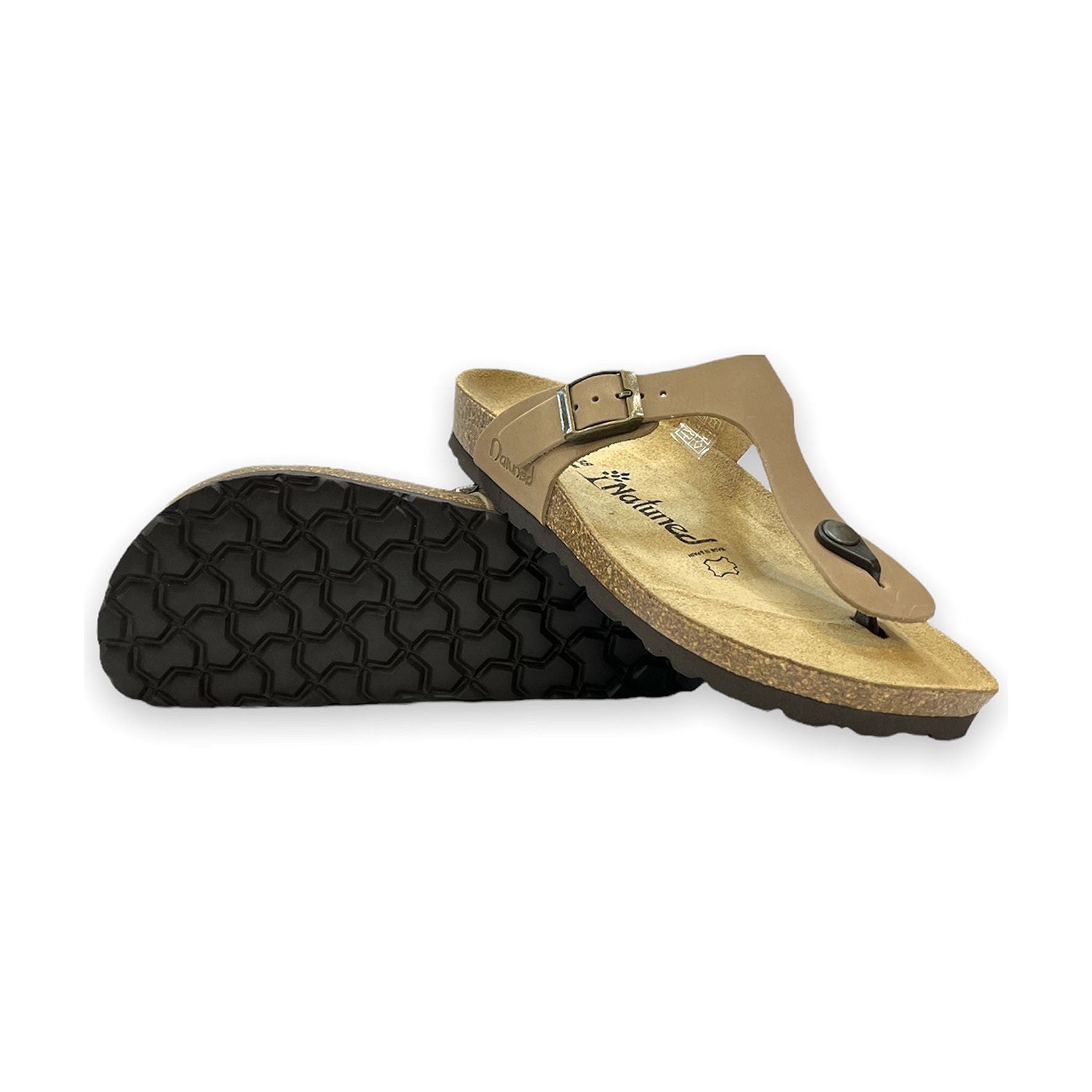 CH08 CUOIO Sandalo infradito con cinturino regolabile da donna e da uomo NATUNED plantare in lattice anatomico comfort