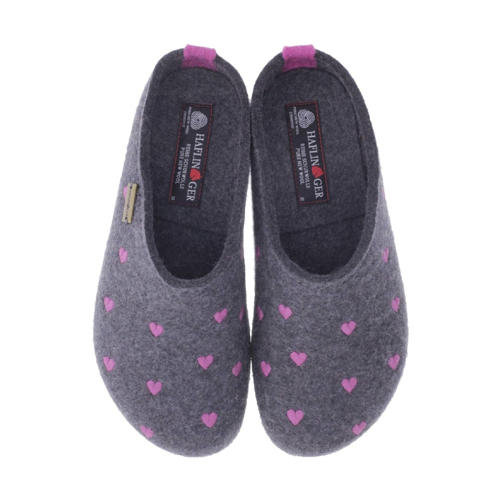 Haflinger Cuoricini Donna Sabot In Feltro Lana Cotta