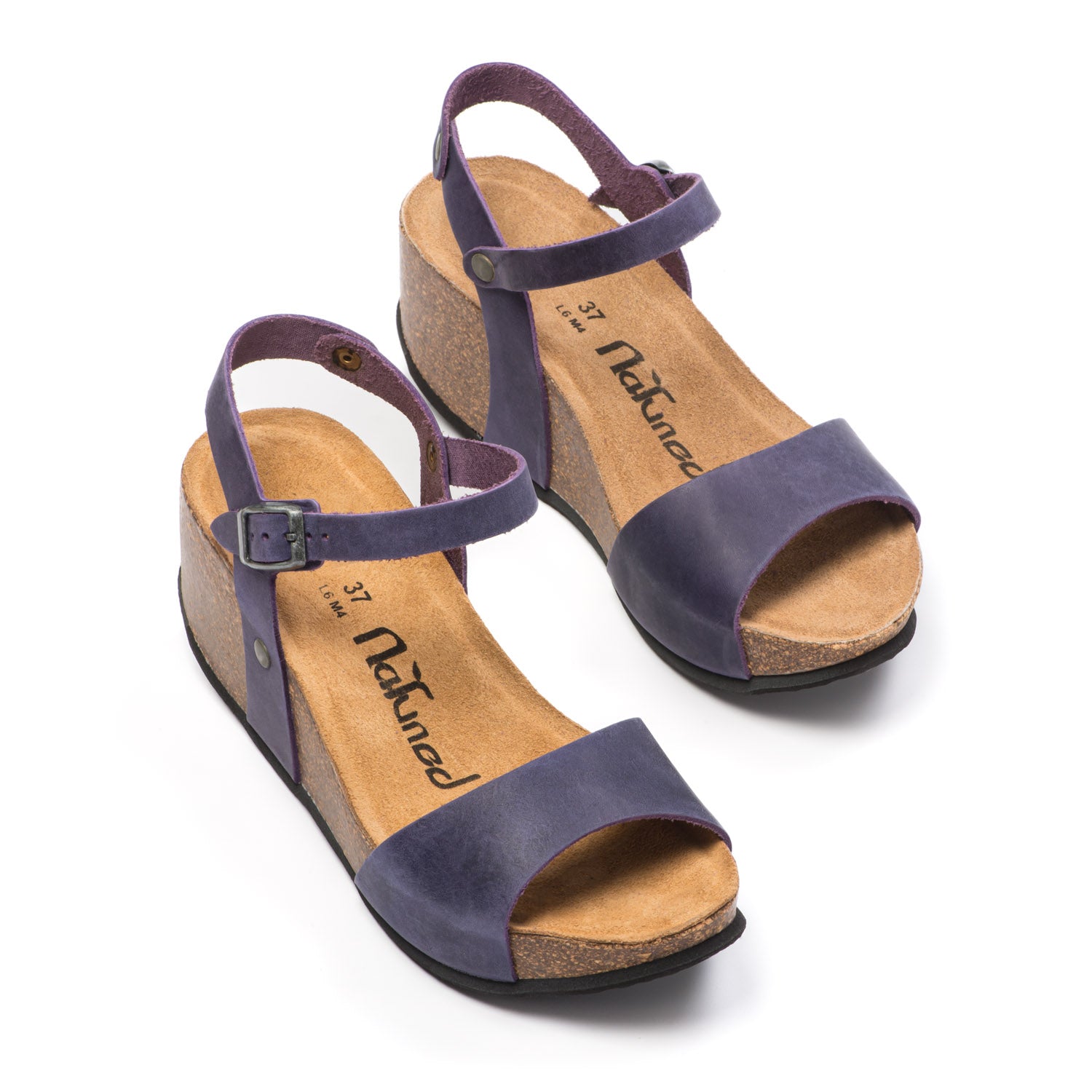 CH10 - NATUNED Sandalo a fascia larga con cinturino regolabile e zeppa da donna plantare in lattice anatomico comfort
